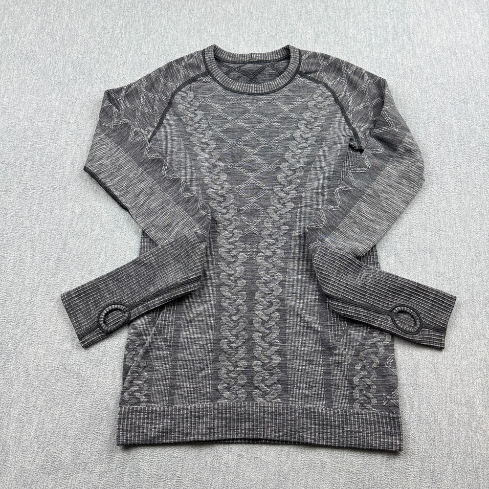 Lululemon Shirt Women 6 Gray Rest Less Pullover Layer Running Athletic Gym Yoga